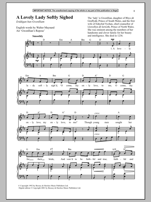 Download Anonymous A Lovely Lady Softly Sighed Sheet Music and learn how to play Piano PDF digital score in minutes