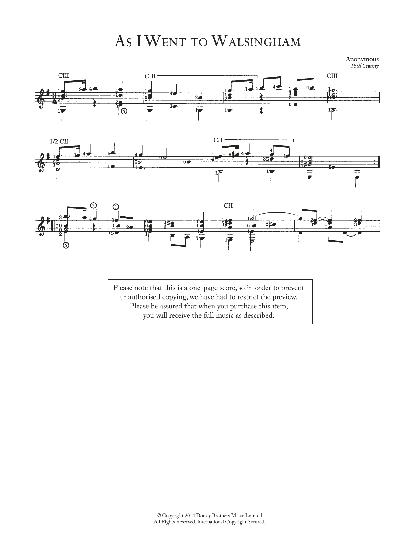Download Anonymous As I Went To Walsingham Sheet Music and learn how to play Guitar PDF digital score in minutes