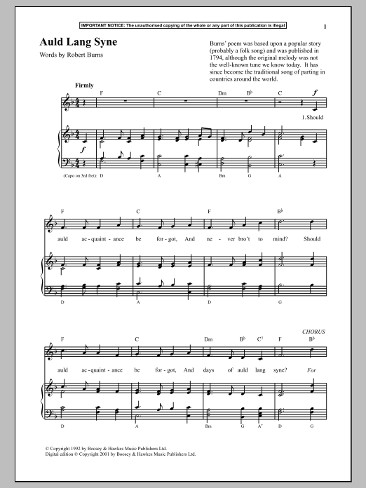 Download Anonymous Auld Lang Syne Sheet Music and learn how to play Piano PDF digital score in minutes