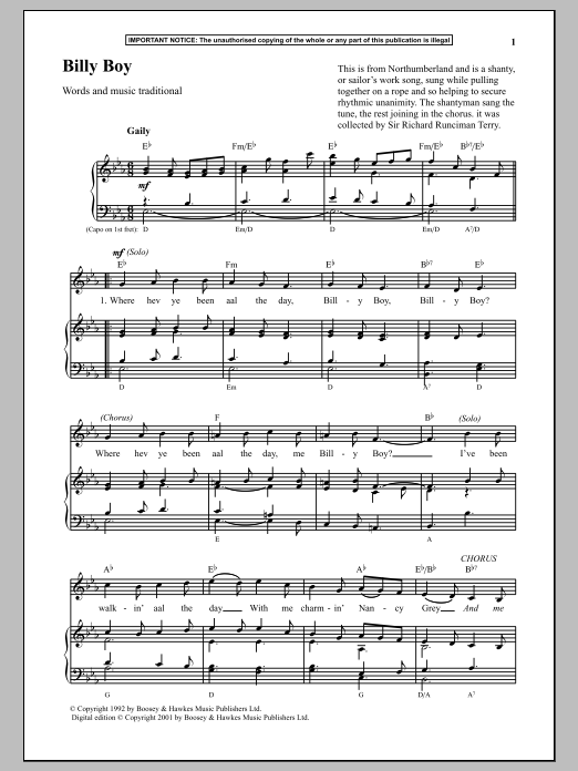 Download Anonymous Billy Boy Sheet Music and learn how to play Piano PDF digital score in minutes
