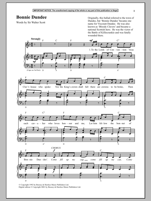 Download Anonymous Bonnie Dundee Sheet Music and learn how to play Piano PDF digital score in minutes