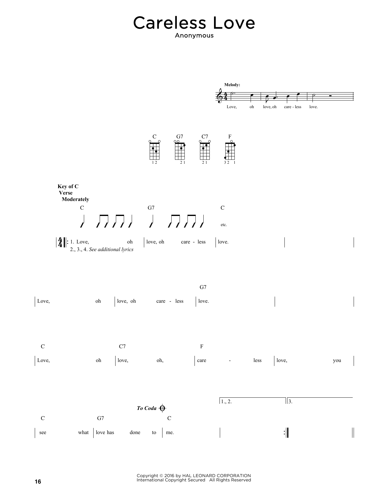 Download Anonymous Careless Love (arr. Fred Sokolow) Sheet Music and learn how to play Mandolin PDF digital score in minutes