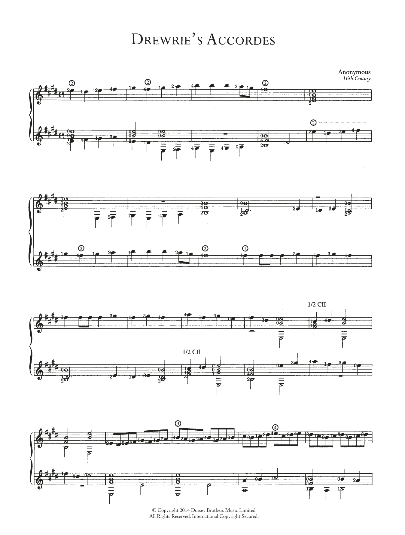 Download Anonymous Drewrie's Accordes Sheet Music and learn how to play Guitar PDF digital score in minutes