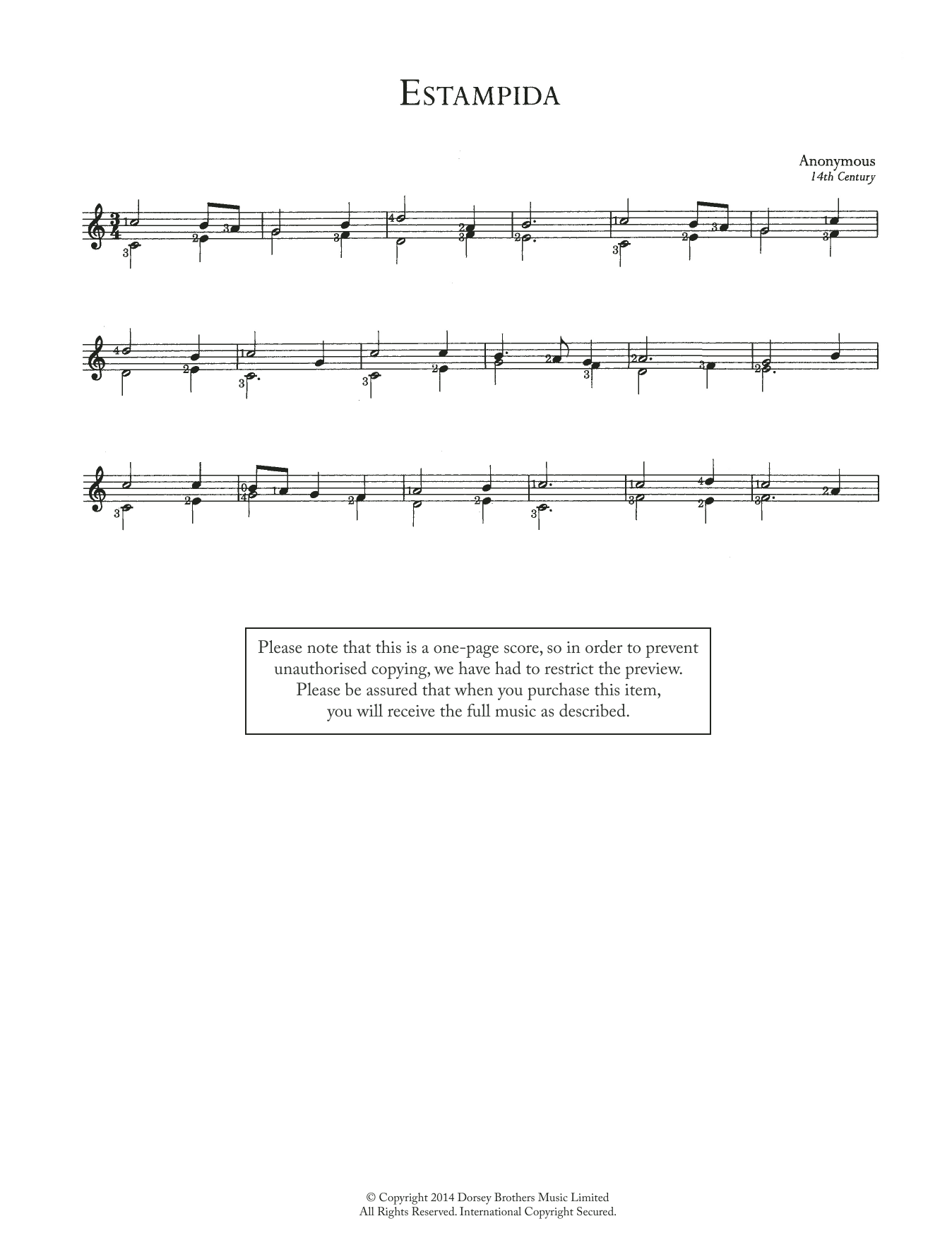 Download Anonymous Estampida Sheet Music and learn how to play Guitar PDF digital score in minutes