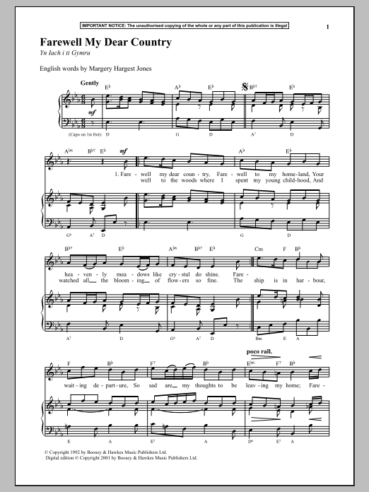 Download Anonymous Farewell My Dear Country Sheet Music and learn how to play Piano PDF digital score in minutes
