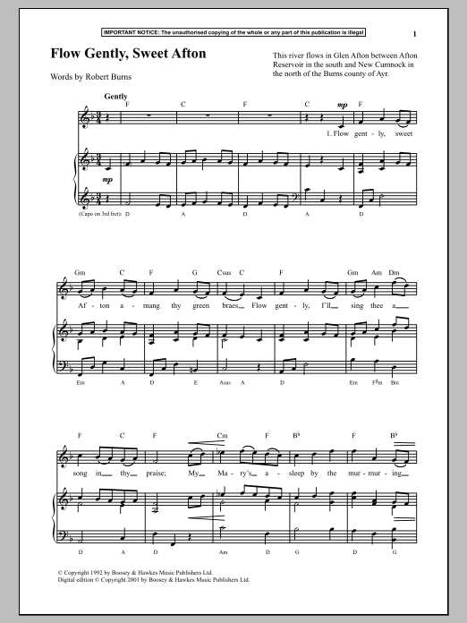 Download Anonymous Flow Gently, Sweet Afton Sheet Music and learn how to play Piano PDF digital score in minutes