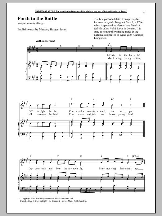 Download Anonymous Forth To The Battle Sheet Music and learn how to play Piano PDF digital score in minutes