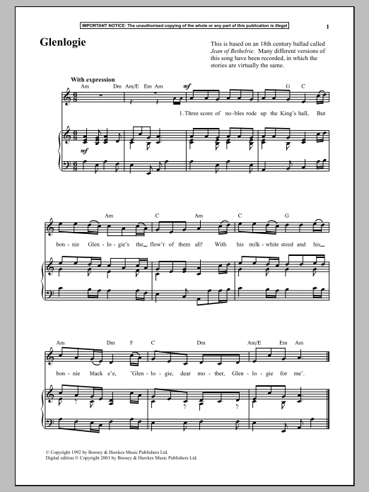 Download Anonymous Glenlogie Sheet Music and learn how to play Piano PDF digital score in minutes
