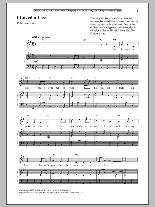 Download Anonymous I Loved A Lass Sheet Music and learn how to play Piano PDF digital score in minutes