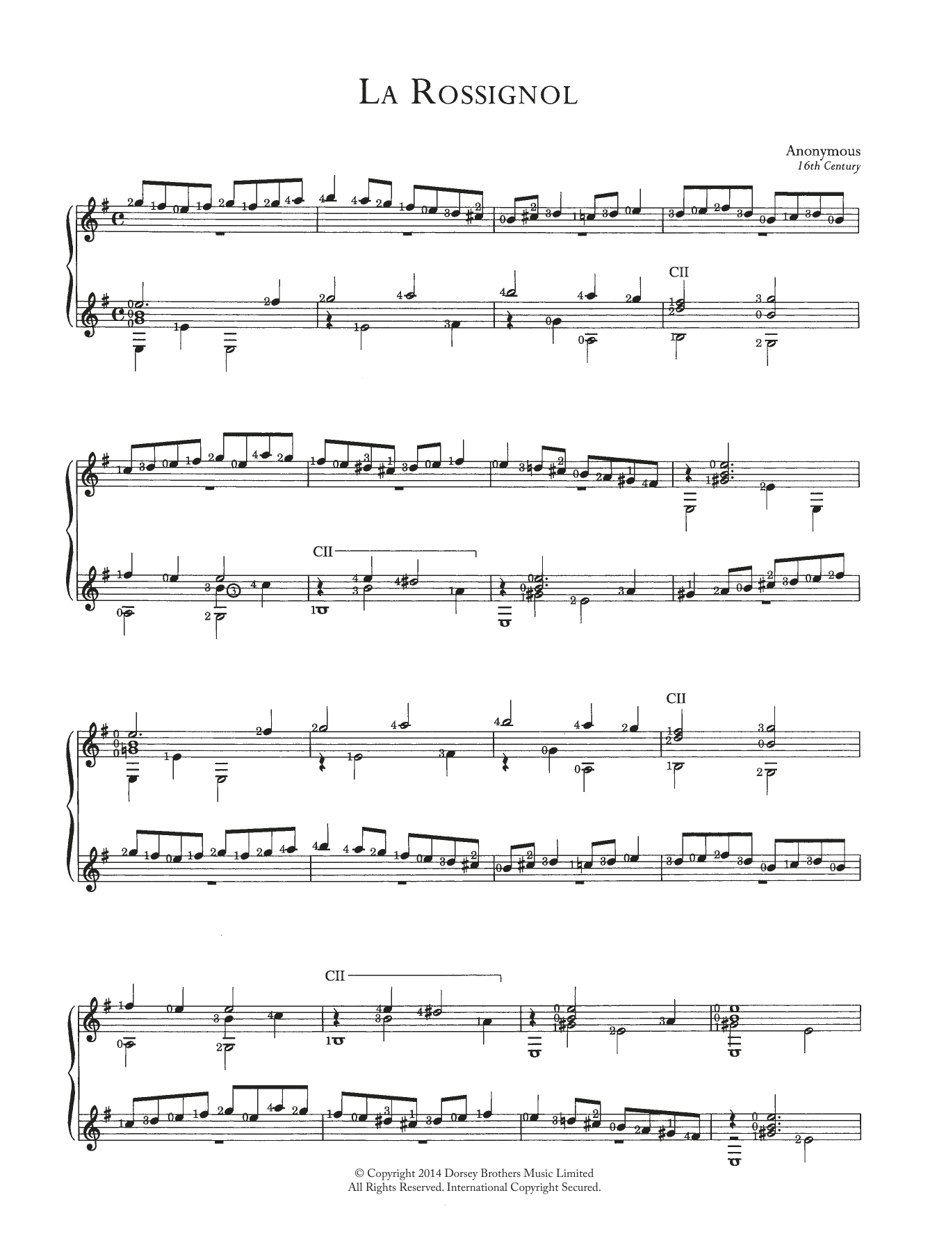 Download Anonymous La Rossignol Sheet Music and learn how to play Guitar PDF digital score in minutes