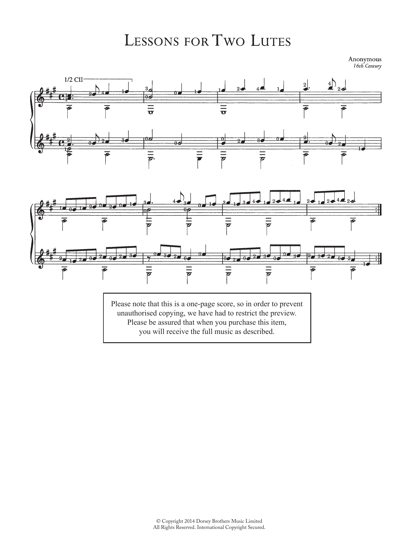 Download Anonymous Lessons For Two Lutes Sheet Music and learn how to play Guitar PDF digital score in minutes