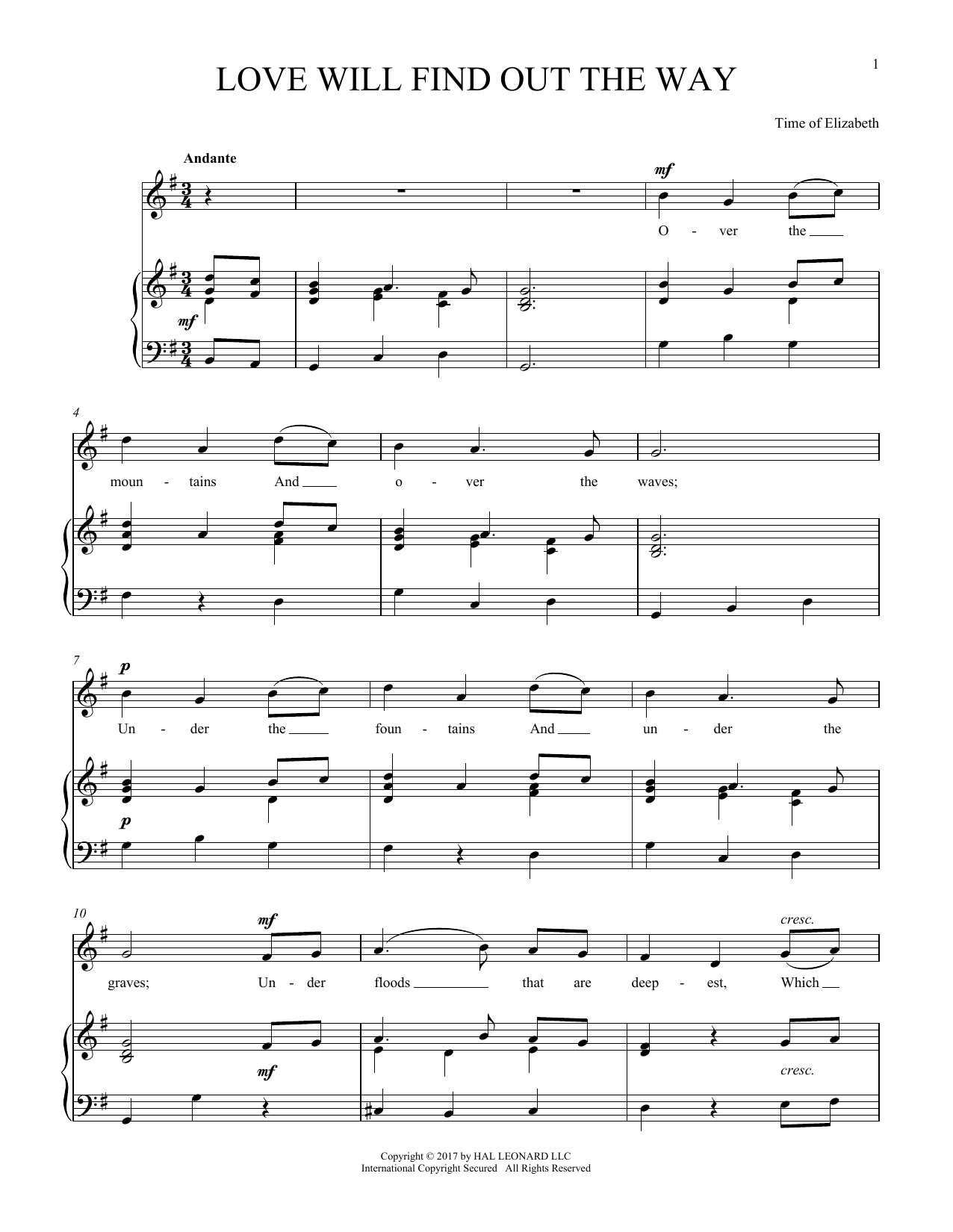 Download Anonymous Love Will Find Out The Way Sheet Music and learn how to play Piano & Vocal PDF digital score in minutes