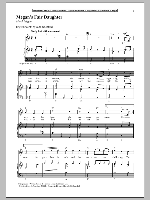 Download Anonymous Megan's Fair Daughter Sheet Music and learn how to play Piano PDF digital score in minutes