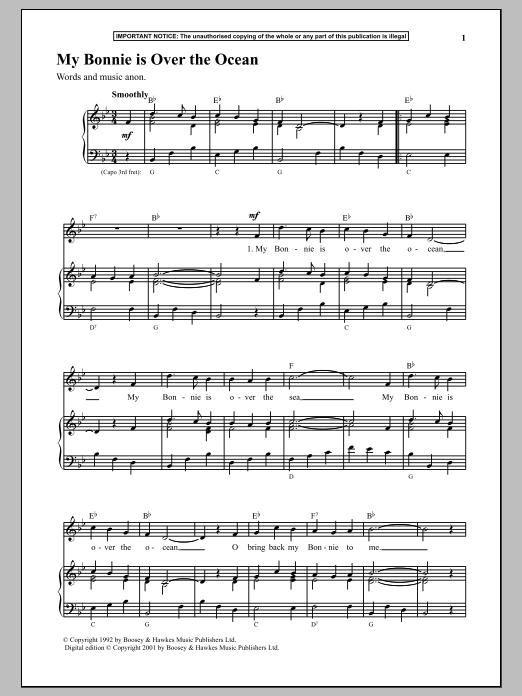 Download Anonymous My Bonnie Is Over The Ocean Sheet Music and learn how to play Piano PDF digital score in minutes