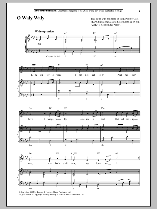 Download Anonymous O Waly Waly Sheet Music and learn how to play Piano PDF digital score in minutes