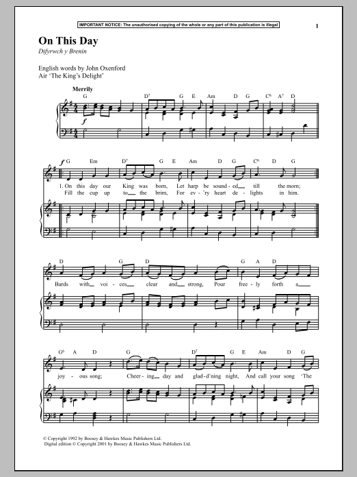 Download Anonymous On This Day Sheet Music and learn how to play Piano PDF digital score in minutes