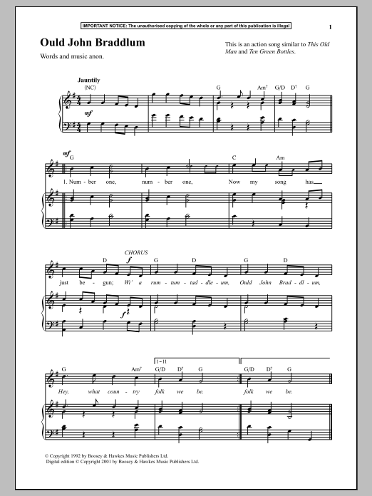 Download Anonymous Ould John Braddlum Sheet Music and learn how to play Piano PDF digital score in minutes