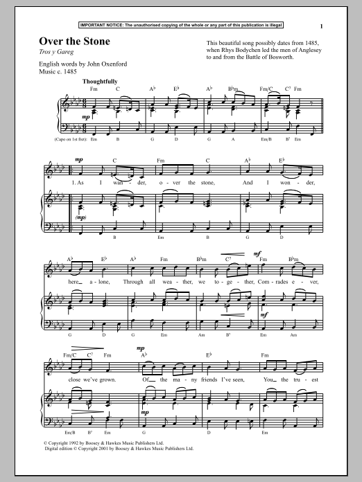 Download Anonymous Over The Stone Sheet Music and learn how to play Piano PDF digital score in minutes