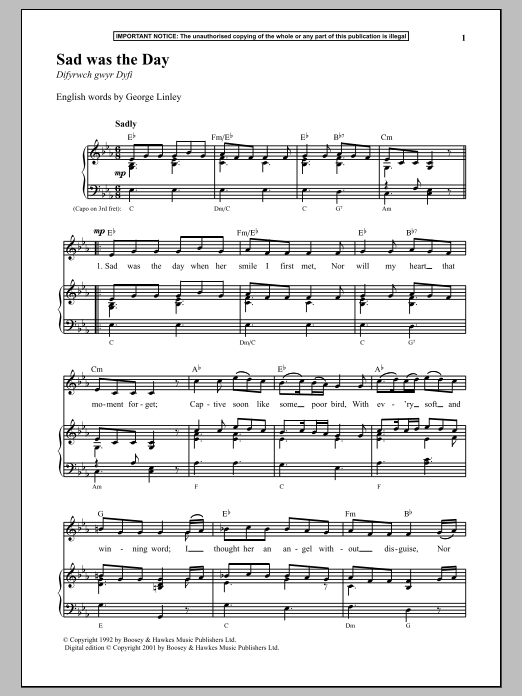 Download Anonymous Sad Was The Day Sheet Music and learn how to play Piano PDF digital score in minutes