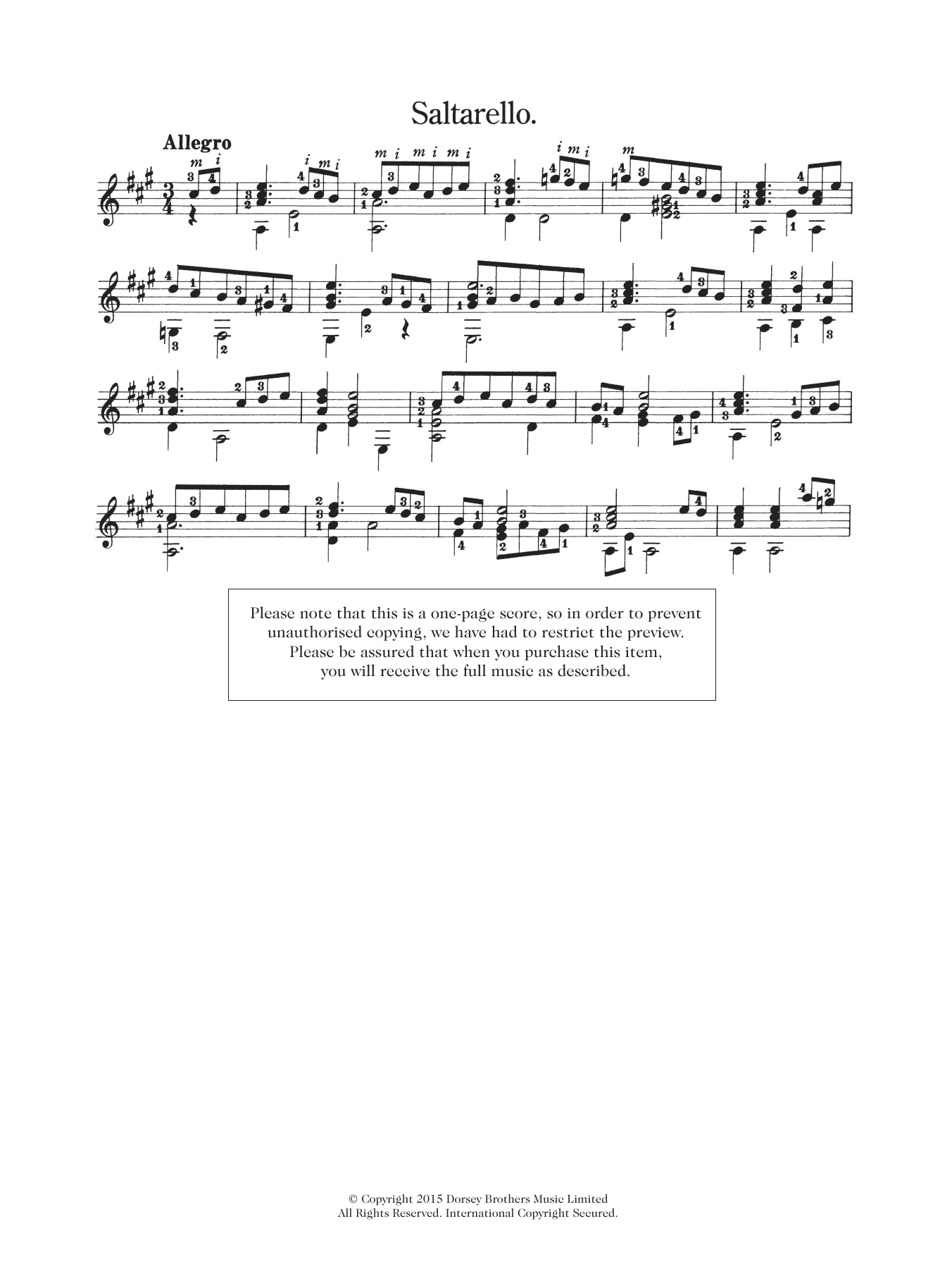 Download Anonymous Saltarello Sheet Music and learn how to play Guitar PDF digital score in minutes