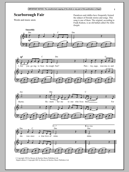 Download Anonymous Scarborough Fair Sheet Music and learn how to play Piano PDF digital score in minutes