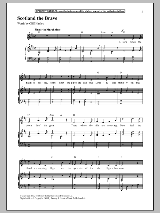 Download Anonymous Scotland The Brave Sheet Music and learn how to play Piano PDF digital score in minutes