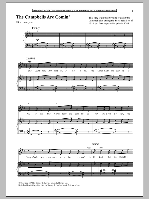 Download Anonymous The Campbells Are Comin Sheet Music and learn how to play Piano PDF digital score in minutes