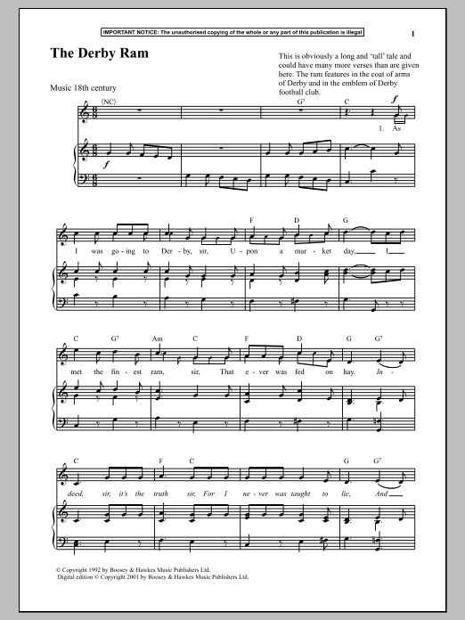 Download Anonymous The Derby Ram Sheet Music and learn how to play Piano PDF digital score in minutes