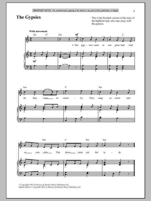Download Anonymous The Gypsies Sheet Music and learn how to play Piano PDF digital score in minutes