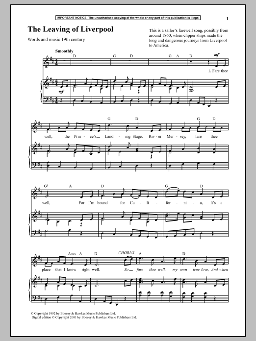 Download Anonymous The Leaving Of Liverpool Sheet Music and learn how to play Piano PDF digital score in minutes