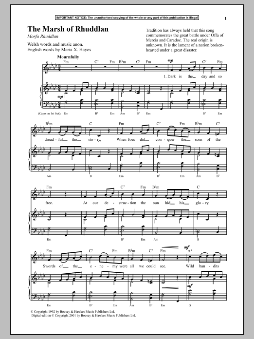 Download Anonymous The Marsh Of Rhuddlan Sheet Music and learn how to play Piano PDF digital score in minutes