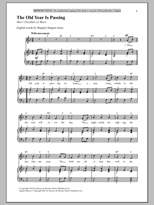 Download Anonymous The Old Year Is Passing Sheet Music and learn how to play Piano PDF digital score in minutes