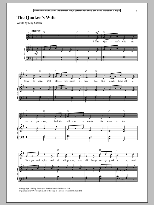 Download Anonymous The Quaker's Wife Sheet Music and learn how to play Piano PDF digital score in minutes