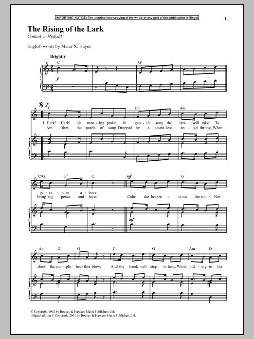 Download Anonymous The Rising Of The Lark Sheet Music and learn how to play Piano PDF digital score in minutes
