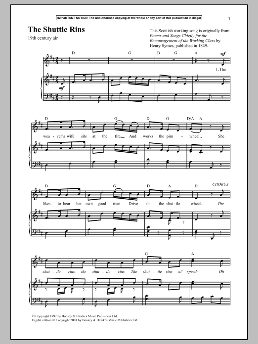 Download Anonymous The Shuttle Rins Sheet Music and learn how to play Piano PDF digital score in minutes
