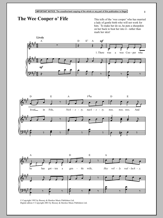 Download Anonymous The Wee Cooper O Fife Sheet Music and learn how to play Piano PDF digital score in minutes
