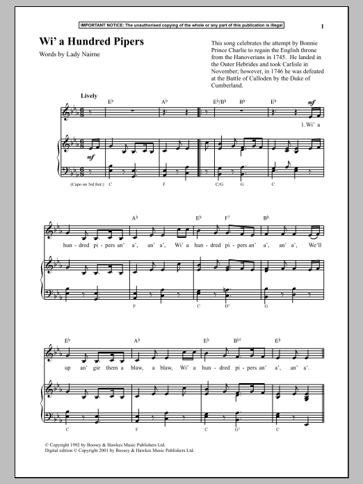 Download Anonymous Wi A Hundred Pipers Sheet Music and learn how to play Piano PDF digital score in minutes