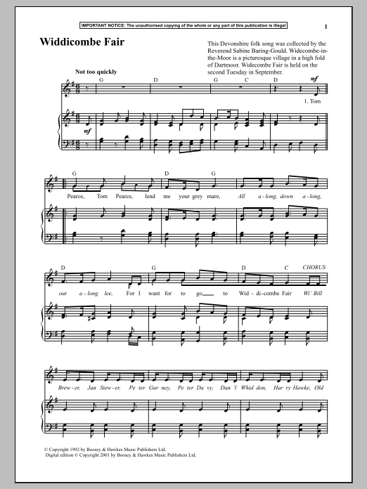 Download Anonymous Widdicombe Fair Sheet Music and learn how to play Piano PDF digital score in minutes
