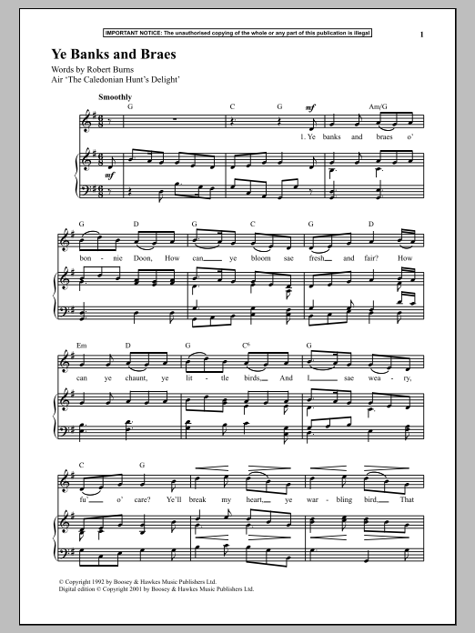 Download Anonymous Ye Banks And Braes Sheet Music and learn how to play Piano PDF digital score in minutes