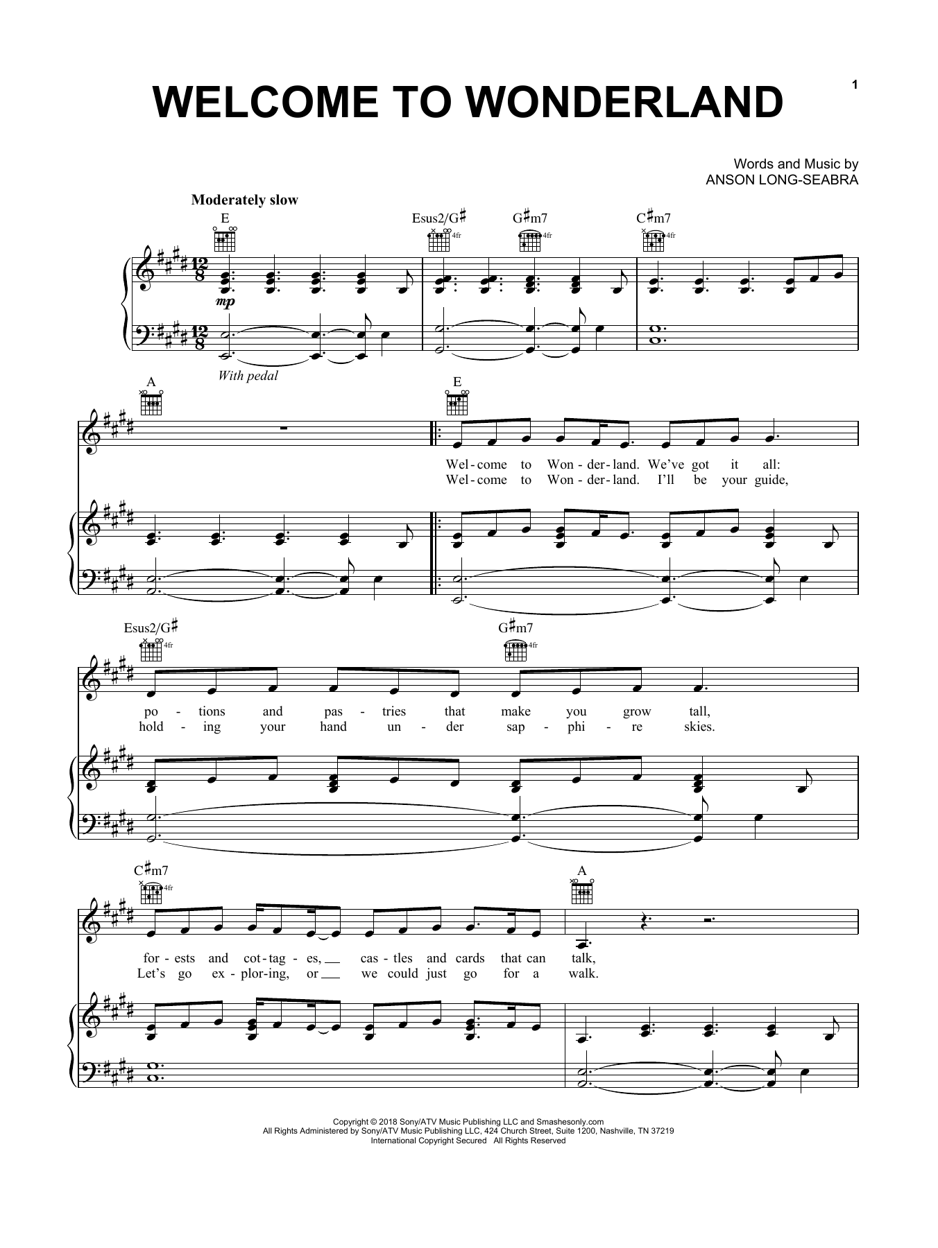 Download Anson Seabra Welcome To Wonderland Sheet Music and learn how to play Piano, Vocal & Guitar Chords (Right-Hand Melody) PDF digital score in minutes