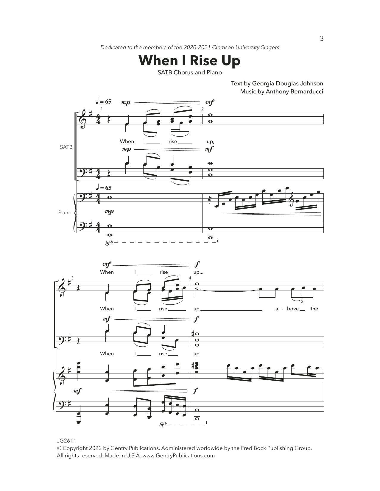 Download Anthony Bernarducci When I Rise Up Sheet Music and learn how to play SATB Choir PDF digital score in minutes
