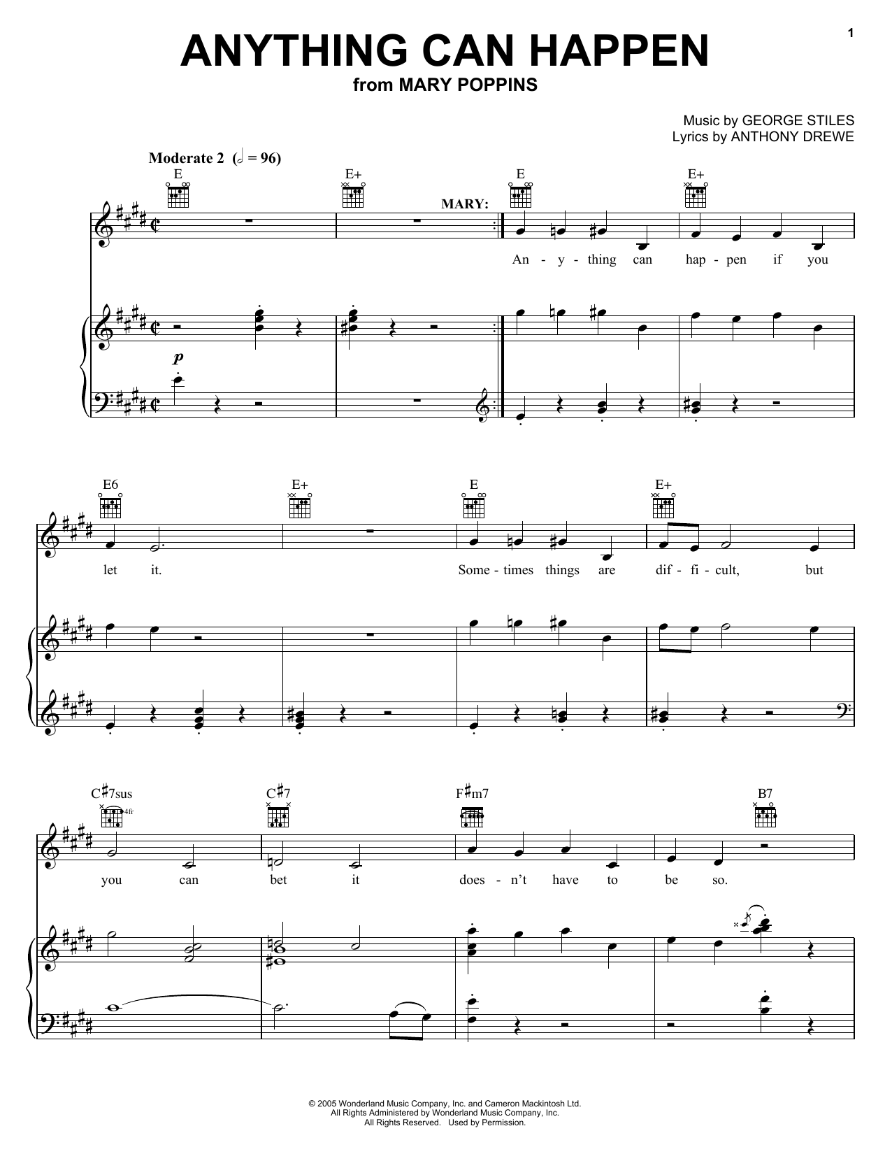 Download Stiles & Drewe Anything Can Happen Sheet Music and learn how to play Piano, Vocal & Guitar (Right-Hand Melody) PDF digital score in minutes
