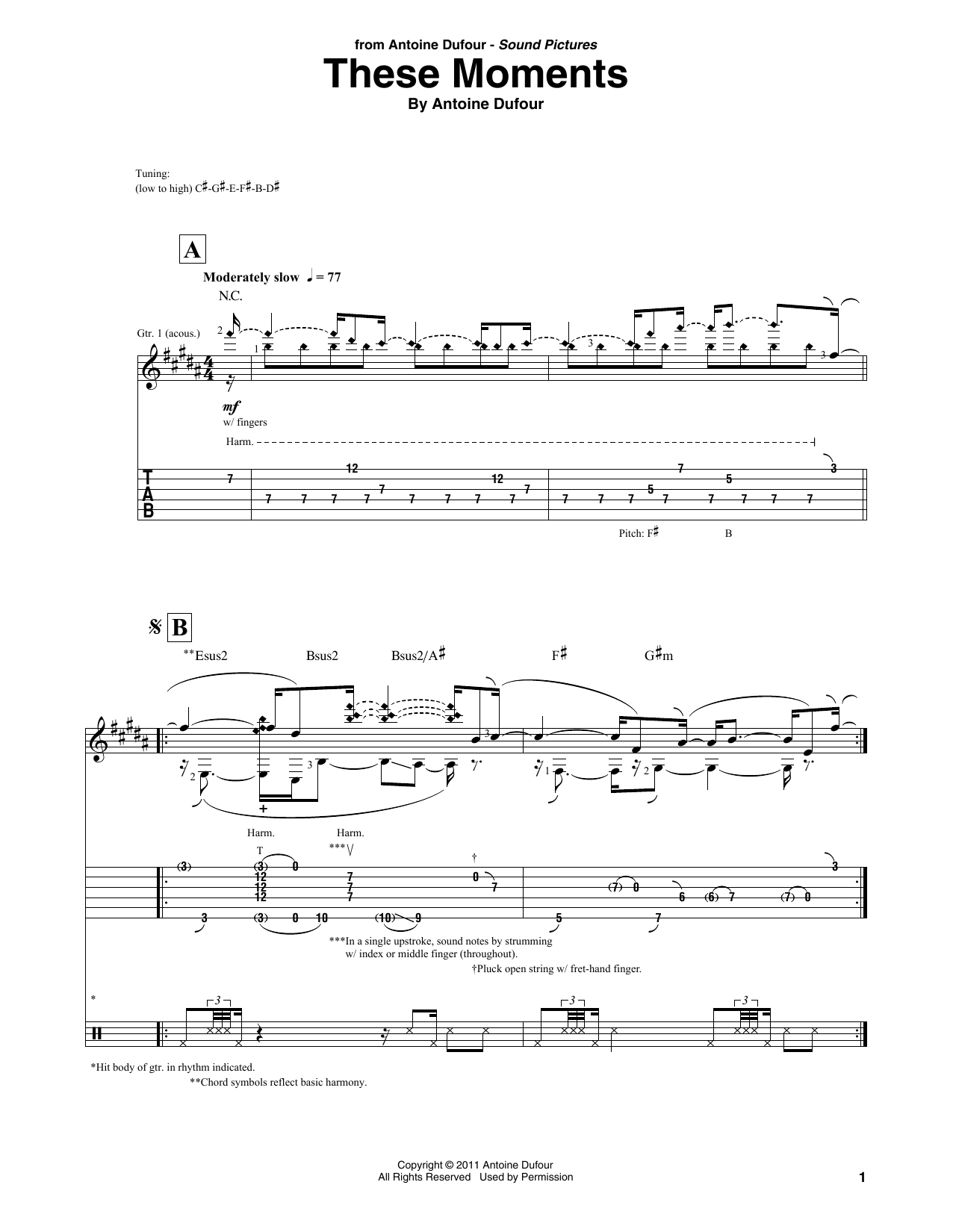 Download Antoine Dufour These Moments Sheet Music and learn how to play Solo Guitar PDF digital score in minutes