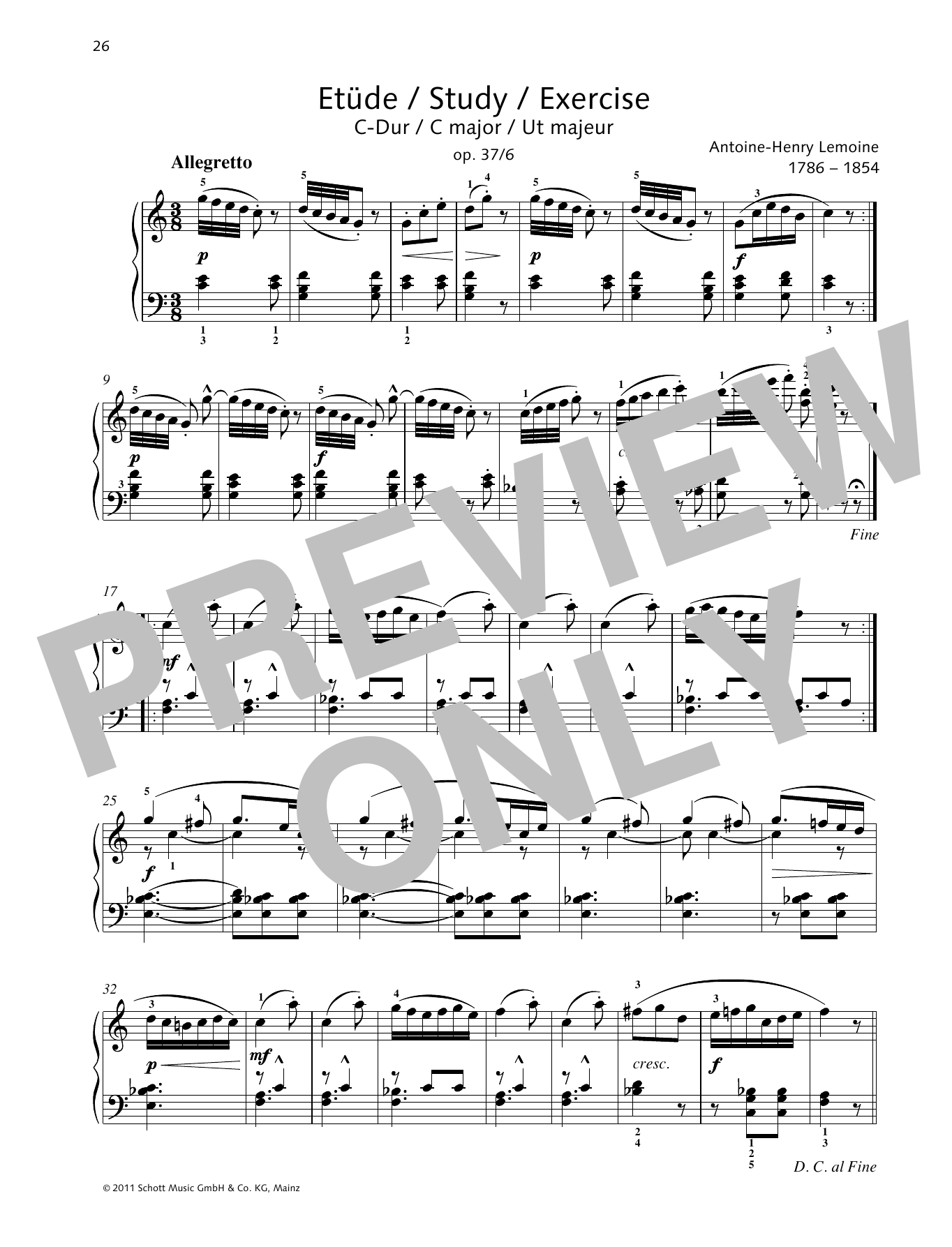 Download Antoine-Henry Lemoine Study C major Sheet Music and learn how to play Piano Solo PDF digital score in minutes