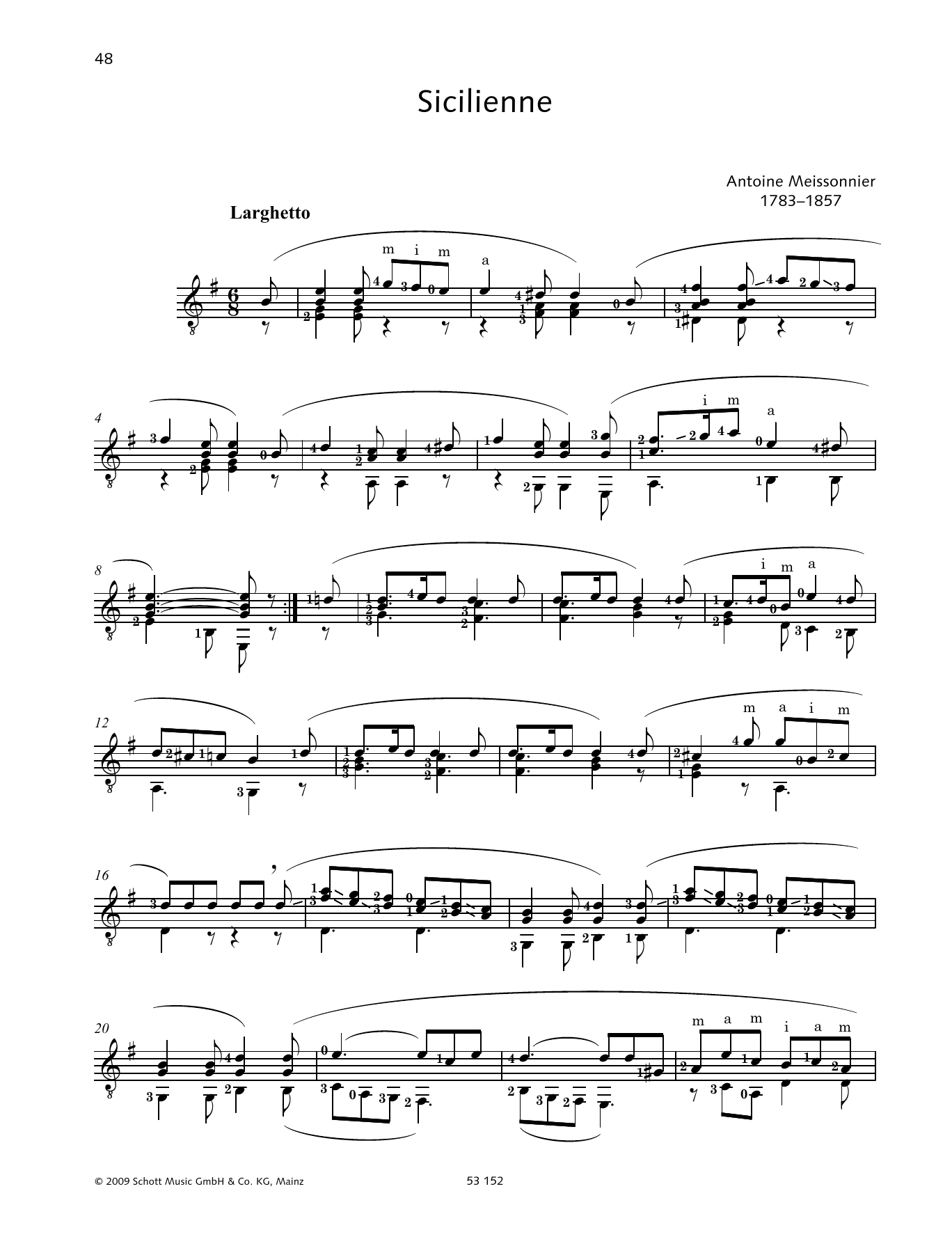 Download Antoine Meissonnier Sicilienne Sheet Music and learn how to play Solo Guitar PDF digital score in minutes