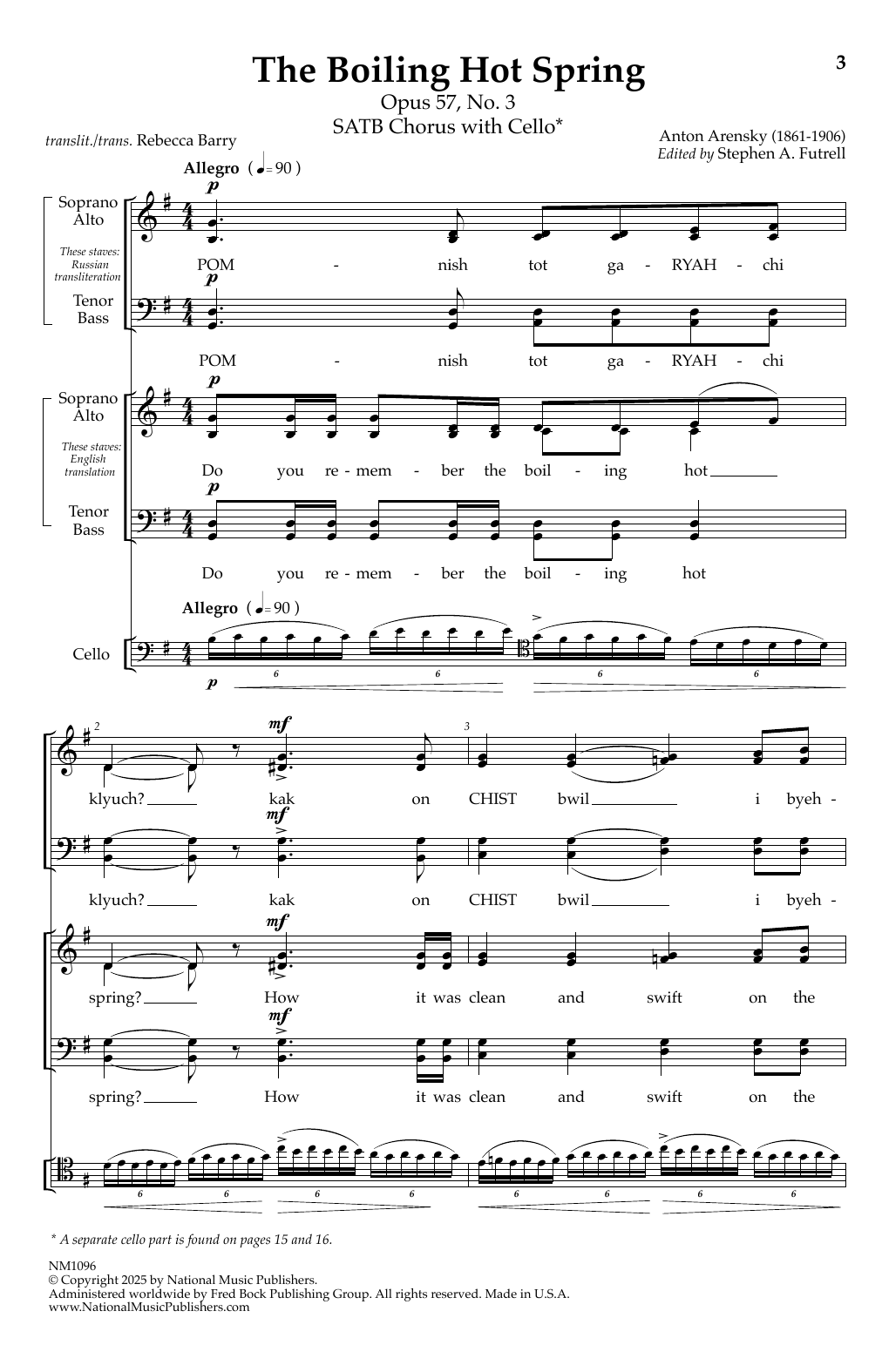 Download Anton Arensky The Boiling Hot Spring Sheet Music and learn how to play SATB Choir PDF digital score in minutes