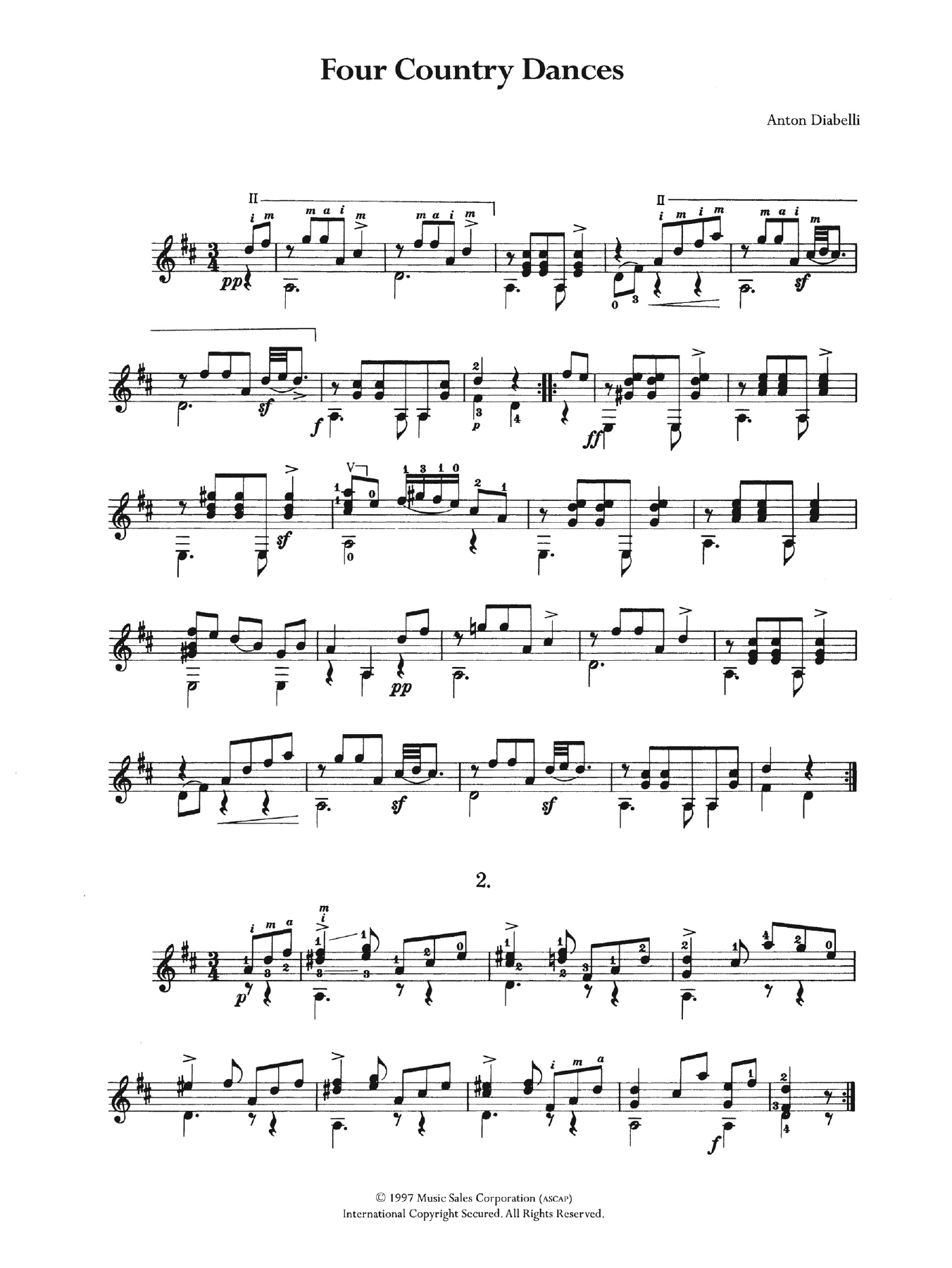 Download Anton Diabelli Four Country Dances Sheet Music and learn how to play Guitar PDF digital score in minutes