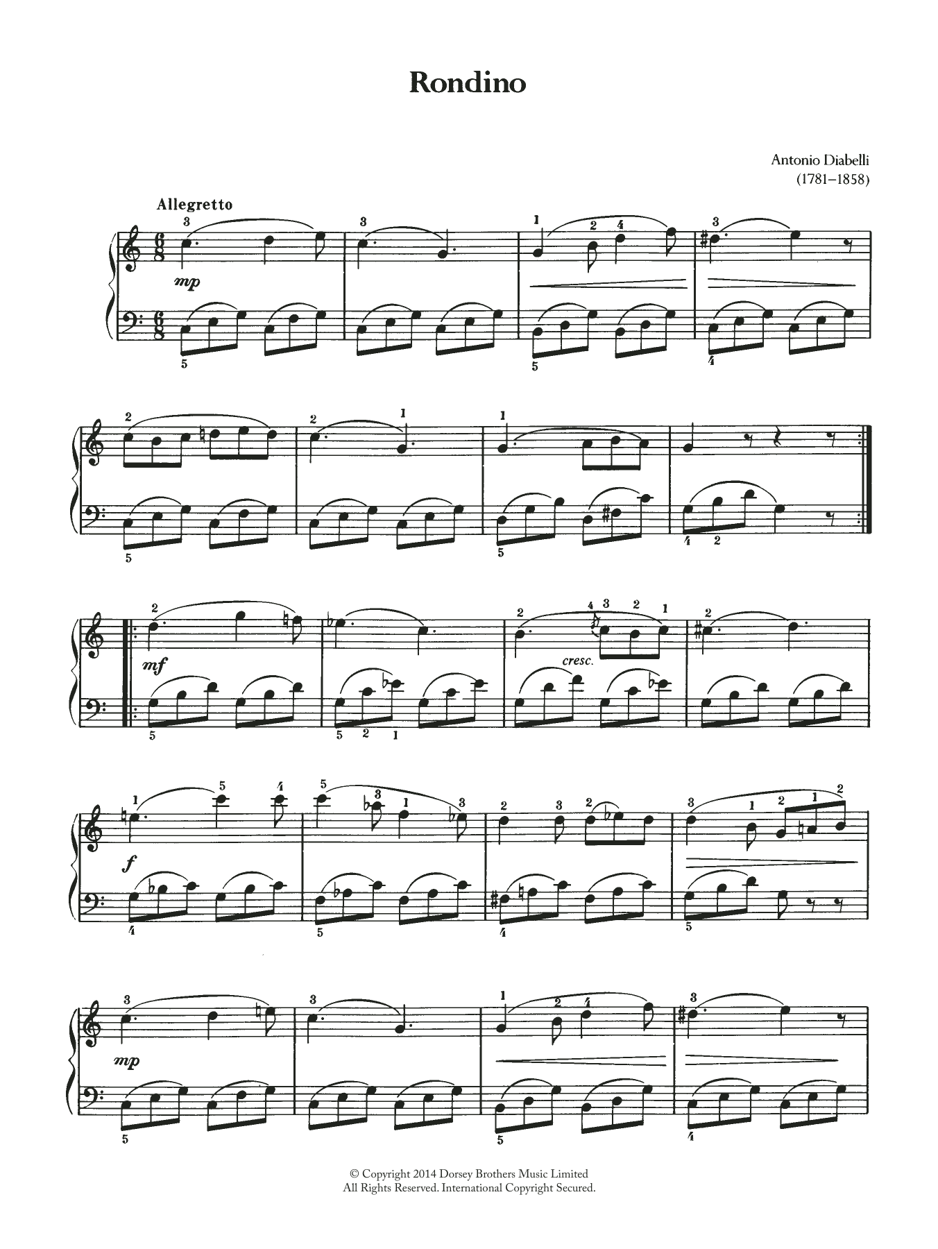 Download Anton Diabelli Rondino Sheet Music and learn how to play Piano PDF digital score in minutes