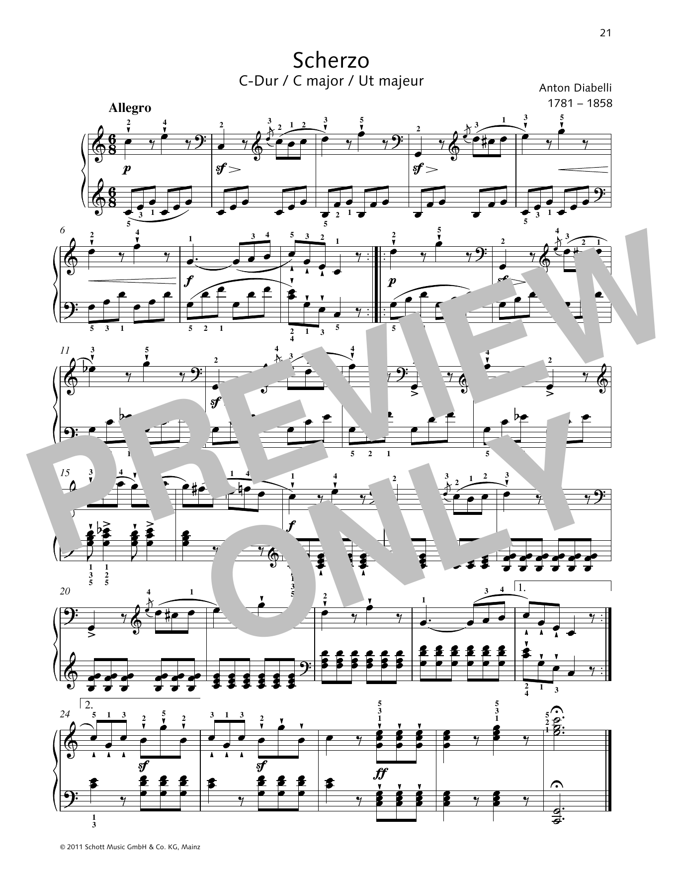 Download Anton Diabelli Scherzo C major Sheet Music and learn how to play Piano Solo PDF digital score in minutes