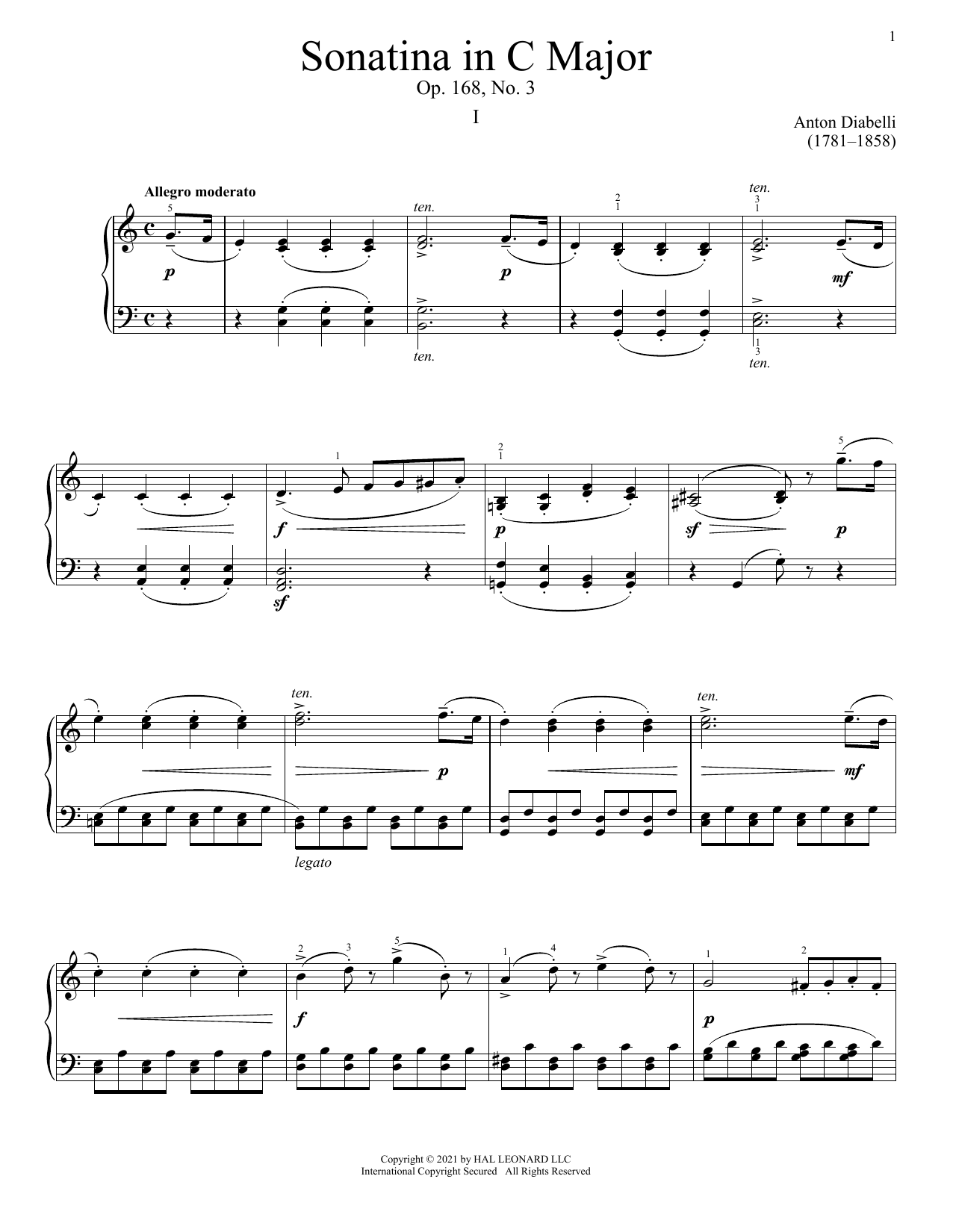 Download Anton Diabelli Sonatina In C Major, Op. 168, No. 3 Sheet Music and learn how to play Piano Solo PDF digital score in minutes